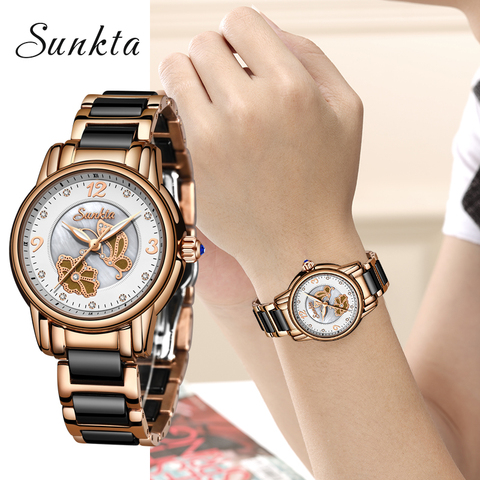 SUNKTA2022 – montre à Quartz pour femmes, nouvelle collection, or Rose, marque de luxe, horloge, boîte ► Photo 1/6