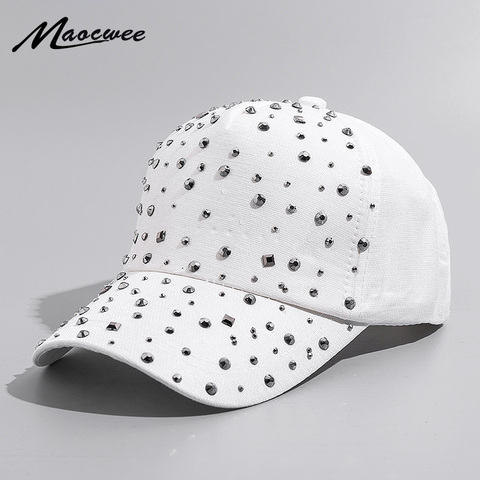 Casquette de soleil avec strass pour femmes, couleur unie, pour l'été ► Photo 1/6