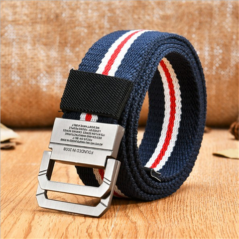 SupSindy – ceinture en toile pour hommes et femmes, décontractée, double anneau, boucle à rayures, luxe, Jeans de styliste, en nylon, haute qualité ► Photo 1/6