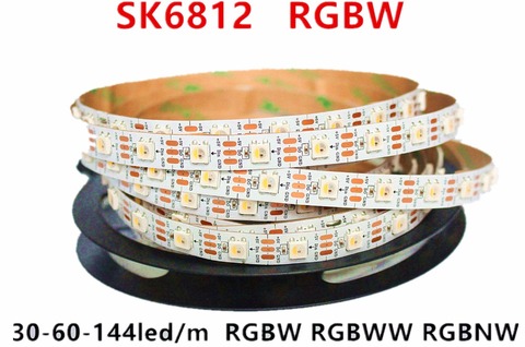 SK6812 RGBW (similaire ws2812b) 4 en 1 1 m/4 m/5 m 30/60/144 led/pixels/m bande led adressable individuelle wwa ww nw IP30/65/67 DC5V ► Photo 1/6