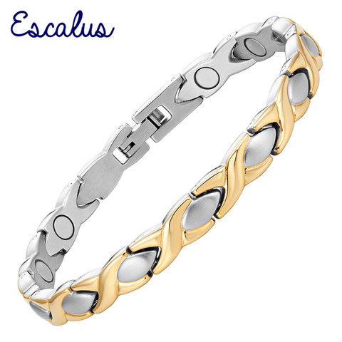 Escalus – Bracelet magnétique croisé classique pour femmes, breloque de guérison en acier inoxydable, couleur or, bijoux cadeau à la mode ► Photo 1/6