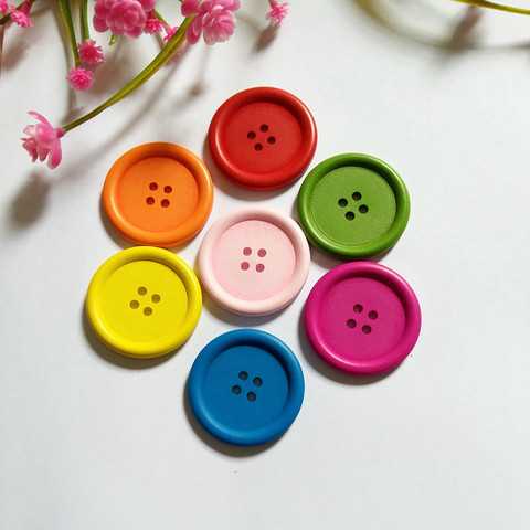 Grands boutons en bois 40mm 4 trous, 10 pièces/lot, accessoires de vêtement, boutons de couture pour l'artisanat, boutons décoratifs pour Scrapbooking ► Photo 1/6