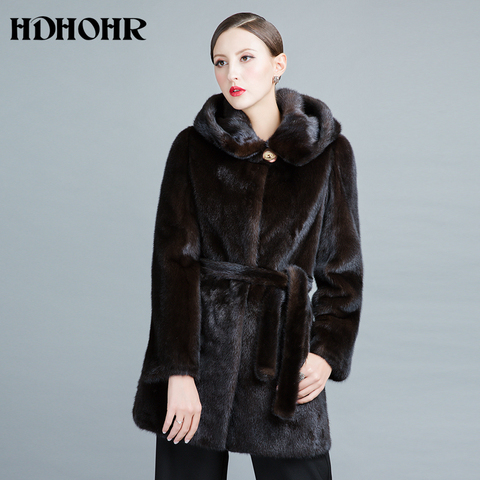 HDHOHR – manteaux en fourrure de vison véritable pour femme, épais et chaud, avec capuche, vêtements d'extérieur, vestes en fourrure naturelle, nouvelle mode hiver 2022 ► Photo 1/1