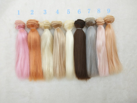 Perruques mohair imitation lisses, cheveux doux, 15cm * 100cm, 1 pièce ► Photo 1/2