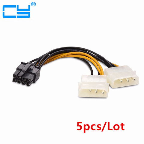 Adaptateur de carte graphique PCI Express mâle vers double LP4 4 broches Molex IDE PCI-E, 15cm, 5 pièces/lot, 8 broches ► Photo 1/6