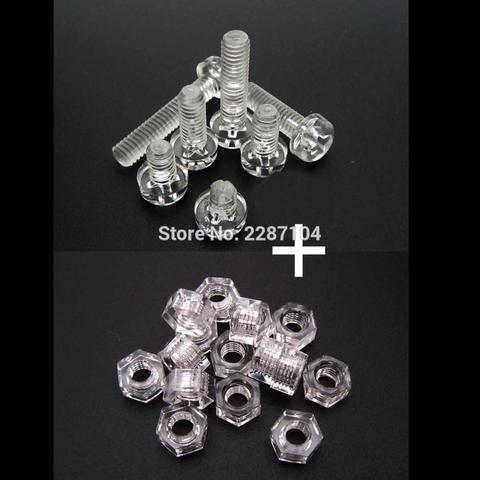 Lot de 25 vis à tête cruciforme avec écrou hexagonal, en plastique transparent et acrylique, Nylon M3 M4 diamètre 3 4mm ► Photo 1/6