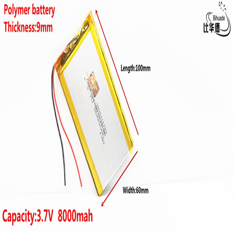 3.7V 8000mAh 9060100 Lithium polymère li-po Li ion piles rechargeables pour Mp3 MP4 MP5 GPS PSP mobile bluetooth ► Photo 1/2