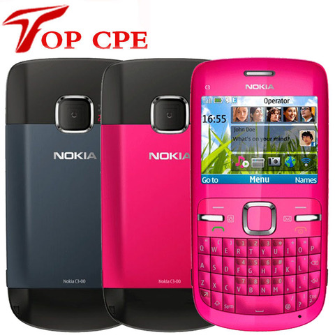 Nokia – téléphone portable C3 /C3-00, version originale débloquée, barre WIFI, 2MP, bleu, or, rose, symbian, 90% neuf ► Photo 1/6