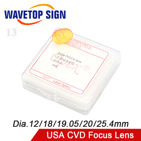 WaveTopSign OPEX USA CVD ZnSe CO2 lentille de focalisation Laser Dia.20mm FL 38.1mm/50.8mm/63.5mm/76.2mm/101.6mm/127mm accessoires de Machine ► Photo 1/5