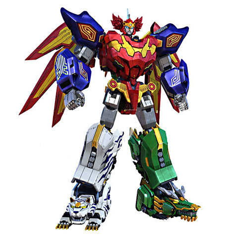 Figurines d'action 5 en 1 pour enfants, assemblage de dinosaures Transformation Ranger Megazord Robot, cadeaux ► Photo 1/1