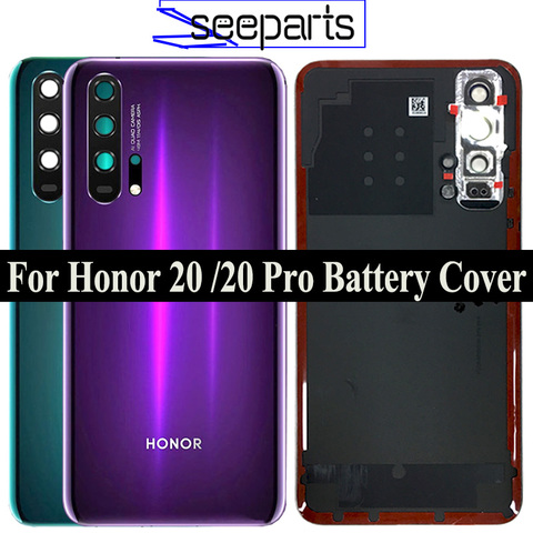 Original pour Huawei Honor 20 Pro couvercle de batterie porte boîtier arrière boîtier arrière pour Honor 20 couvercle de batterie porte avec remplacement de l'objectif ► Photo 1/6