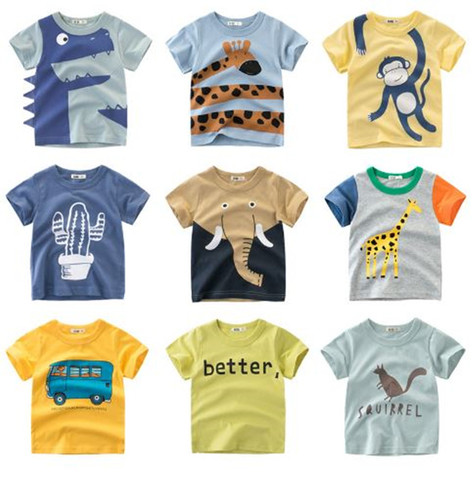 2-8Y Impression de Dessin Animé Bébé Garçons Dinosaure T-shirt Pour L'été Infantile Enfants Garçons Filles Lion T-Shirts Vêtements Coton Enfant Lettre hauts ► Photo 1/6