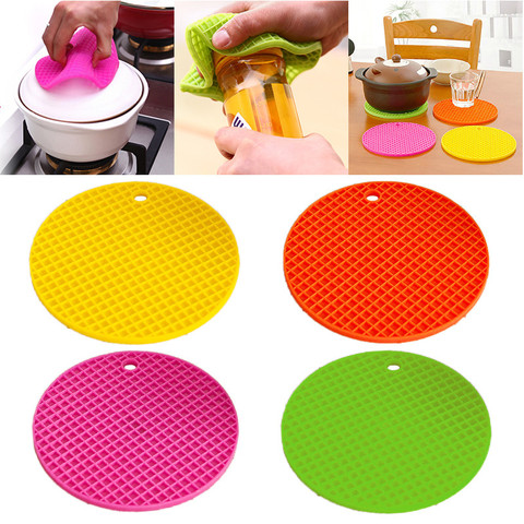 Tapis rond en Silicone antidérapant résistant à la chaleur, multi-fonction, vaisselle suspendue, sous-verre, coussin, porte-napperon, accessoires de cuisine ► Photo 1/6