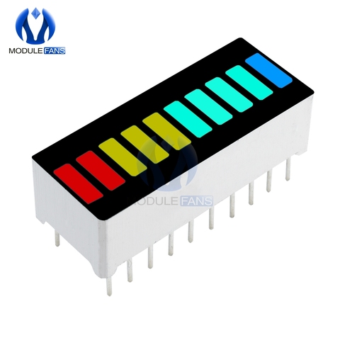 Module d'affichage lumineux, LED pièces, 10 segments, barre lumineuse, multicolore, rouge, jaune, vert, bleu, 5 pièces ► Photo 1/6