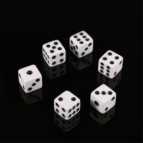 100 pièces Mini petit D6 blanc dés 8mm 10mm 12mm avec Angle carré couleur noir Point dés pour jeux de société accessoire ► Photo 1/4