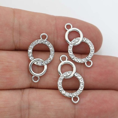 JAKONGO – connecteurs de breloques en cristal plaqué argent, pour la fabrication de bijoux et de bracelets, accessoires de bricolage 24x13mm, 5 pièces ► Photo 1/4