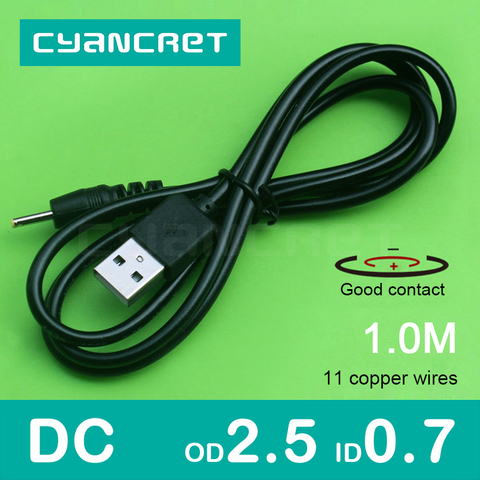 Câble d'alimentation USB 2.0 vers DC 2.5mm x 0.7mm 1.0M 1A, Support 5V ou 12V, connecteur de chargeur pour lampe de Table, tablette, lecteur MP3 MP4 ► Photo 1/6