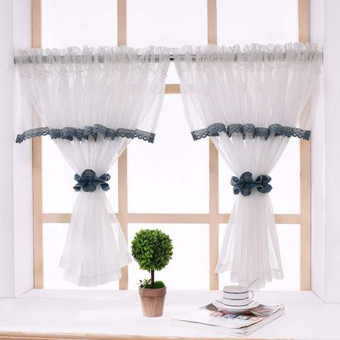 Rideaux courts en Tulle blanc Style américain, pour fenêtre pelvienne, pour cuisine, salon, chambre à coucher, fil de café pour porte ► Photo 1/6