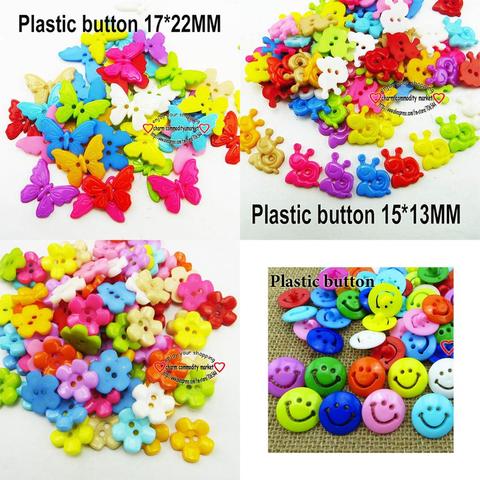 Boutons teints papillon en plastique, 100 pièces, décoration, bottes de manteau, couture, vêtements, accessoire avec sourire pour le visage, P-188 ► Photo 1/6