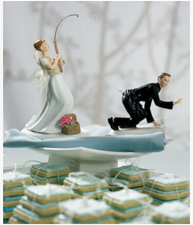 Décoration de gâteau de mariage, pêche avec amour, pour mariée et marié, livraison gratuite ► Photo 1/1