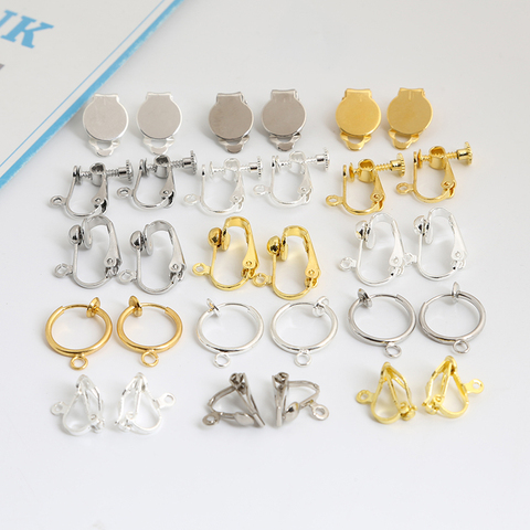 Boucles d'oreilles Non percées, accessoires, Clip d'oreille à vis, convertisseur d'oreille avec boucle, Base de Cabochon, lunette vierge, bricolage, fabrication de bijoux ► Photo 1/6