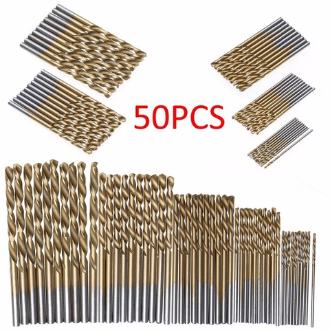 Nouveau 50 pièces/ensemble foret hélicoïdal jeu de scie HSS titane enduit perceuse bois outil 1/1.5/2/2.5/3mm pour métal chaud ► Photo 1/4