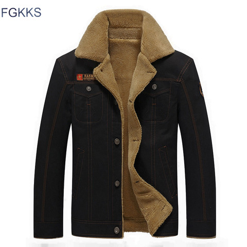 FGKKS 2022 hommes veste manteaux hiver militaire Bomber vestes mâle Jaqueta Masculina mode Denim veste hommes manteau ► Photo 1/6