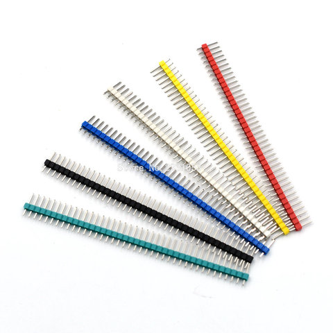 En-tête de broche simple de couleur mâle, lot de 18 pièces, 40P, 2.54mm, 1*40P, 6 couleurs, noir, blanc, rouge, jaune, bleu, vert, 3 pièces ► Photo 1/3