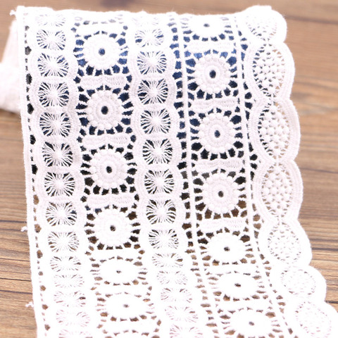 Beau tissu en dentelle de coton blanc 1 yards de couleur satin avec couture manuelle, fournitures de couture ► Photo 1/5