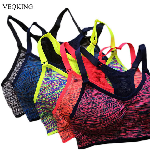 VEQKING soutien-gorge de sport à séchage rapide, sous-vêtements de Fitness réglables sans fil pour femmes, hauts de Yoga sans couture ► Photo 1/6