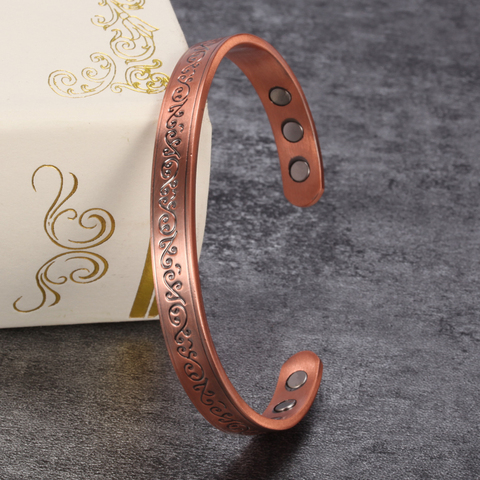 Vinterly – Bracelet magnétique en cuivre, unisexe, Bracelets d'énergie et de santé, Vintage, en cuivre pur, manchette ajustable pour femmes ► Photo 1/6