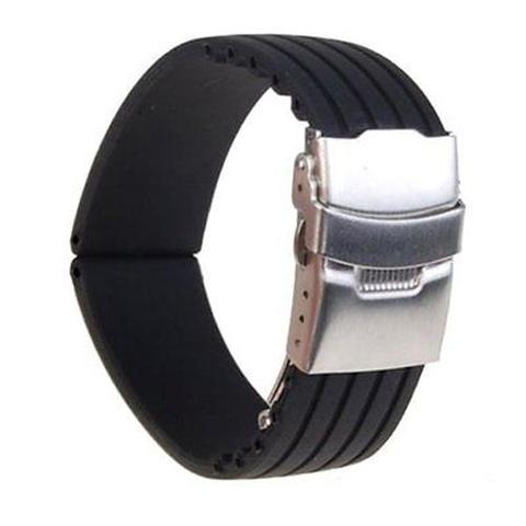 Bracelet de montre en Silicone pour hommes, étanche, rayé, avec déploiement de boucle, nouvelle mode 2022 ► Photo 1/6