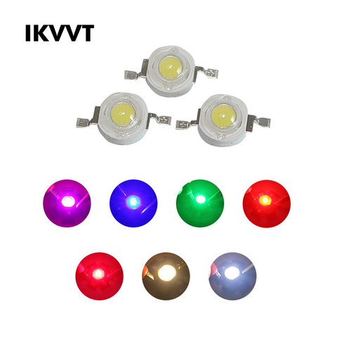 Puce LED haute puissance 1W, 10 pièces, blanc chaud, rouge, vert, bleu, jaune, spectre complet pour projecteur LED, lampe perles Diode 260-350ma ► Photo 1/6