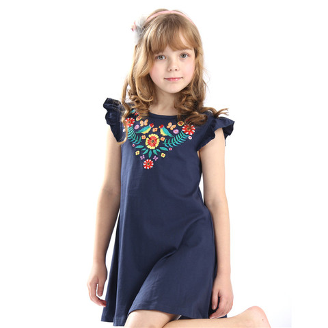 Robe d'été brodée pour bébés filles, tenue de dessin animé de qualité, avec applique quelques oiseaux mignons, nouvelle conception, offre spéciale ► Photo 1/6