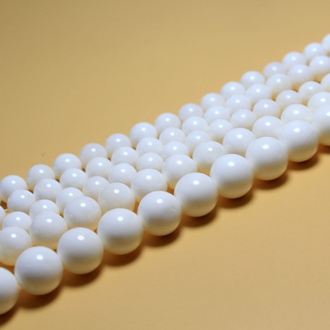 Vente en gros naturel blanc Tridacna pierre coquillage pierre perles pour la fabrication de bijoux bricolage Bracelet collier 6/8/10/12mm brin 15.5' ► Photo 1/5