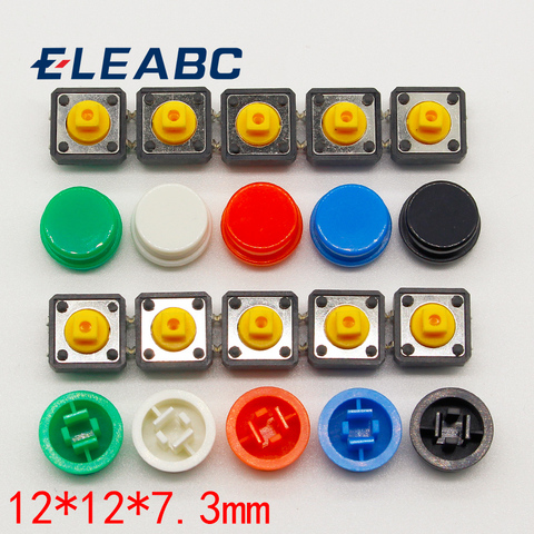 20 pièces Tactile bouton poussoir momentané 12*12*7.3MM Micro bouton de commutation + (20 pièces 5 couleurs Tact Cap) ► Photo 1/4