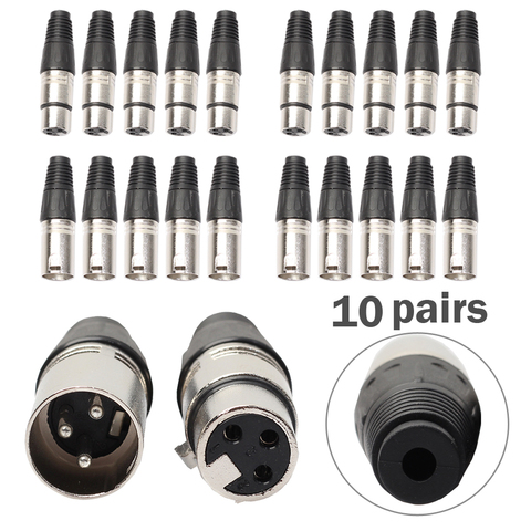 Mini 10 paires adaptateur XLR prise mâle 3 broches et prise micro femelle Microphone Audio câble connecteur noir livraison gratuite ► Photo 1/6