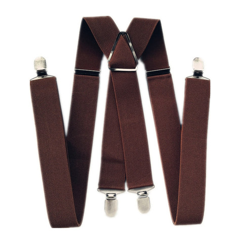 Bretelles pour homme et femme, BD054-4, Clips, 47, 55 pouces, ajustable, élastique, couleur café, marron, dos, pour pantalon ► Photo 1/6