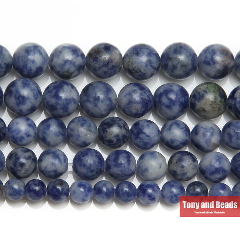 Perles rondes Sodalite en pierre naturelle, 15 pouces, pour la fabrication de bijoux, 3, 4, 6, 8, 10, 12, 14MM ► Photo 1/1