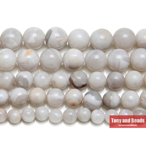 Pierre naturelle blanche Agates folles rondes perles en vrac 6 8 10 MM taille de choix pour la fabrication de bijoux ► Photo 1/1