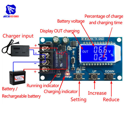 Panneau de Protection pour contrôleur de Charge de batterie au Lithium 6-60V, Charge automatique/Charge de Cycle/temps limité, commutateur de Charge relais écran LCD ► Photo 1/6