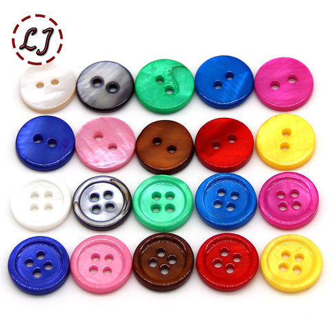 Boutons de couture en coquille naturelle, 12mm, 30 pièces/lot, couleur mère de perle, boutons ronds en coquillage, accessoires de couture pour vêtements DIY ► Photo 1/6