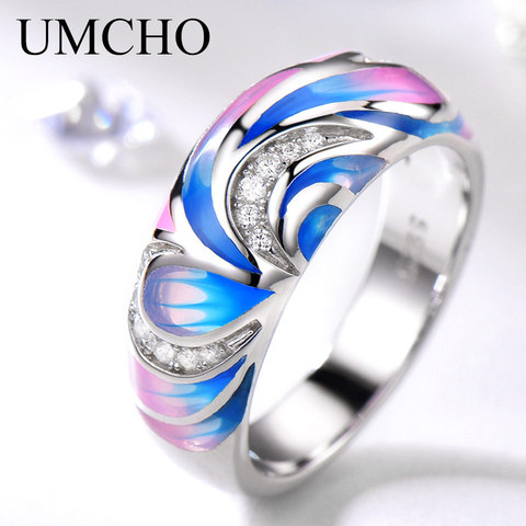 UMCHO – bagues en argent Sterling 925 pour femmes, bijoux fins à la mode, émail coloré, fait à la main, fête de mariage ► Photo 1/6