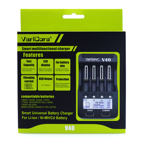 VariCore – chargeur de batterie LCD V20i V10 U4 V40, 3.7V, 18650, 26650, 18500, 16340, 14500, lithium, piles AA/AAA NiMH ► Photo 1/1