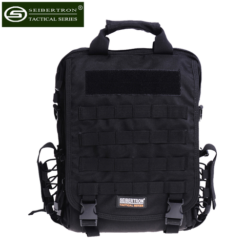 Seibertron – sac à dos tactique étanche Molle pour ordinateur portable 14 pouces (pouces), noir et marron, bandoulière ou épaule ► Photo 1/1