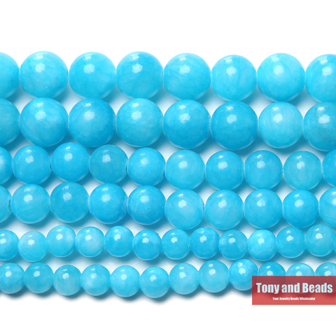 Perles de Jades perse bleu lac pour la fabrication de bijoux, nouvel arrivage, fil de 15 pouces, taille au choix de 6, 8 et 10mm ► Photo 1/1