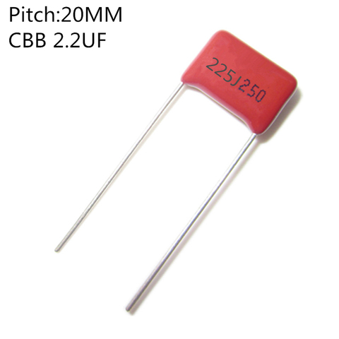 Lot de 10 condensateurs en film polypropylène, 250V 2.2UF 2200NF 225J, pas de 20mm 4.7UF 4700NF 475J, pas de 25mm 250V 5% DIP CBB ► Photo 1/1