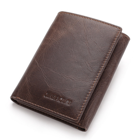 Jinbaolai – portefeuille Vintage en cuir véritable pour homme, petit porte-cartes, porte-monnaie ► Photo 1/6