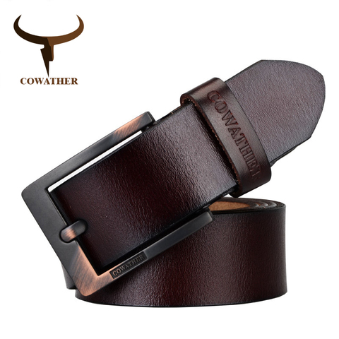Cowater-ceintures avec boucle ardillon de styliste en cuir véritable pour hommes, accessoires de haute qualité, vintage, 2022 ► Photo 1/6