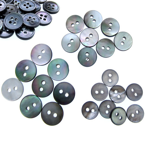 Boutons de chemise en nacre noire, 30 pièces, en coquille naturelle, irisés, noirs, 9mm ~ 11.5mm ► Photo 1/6